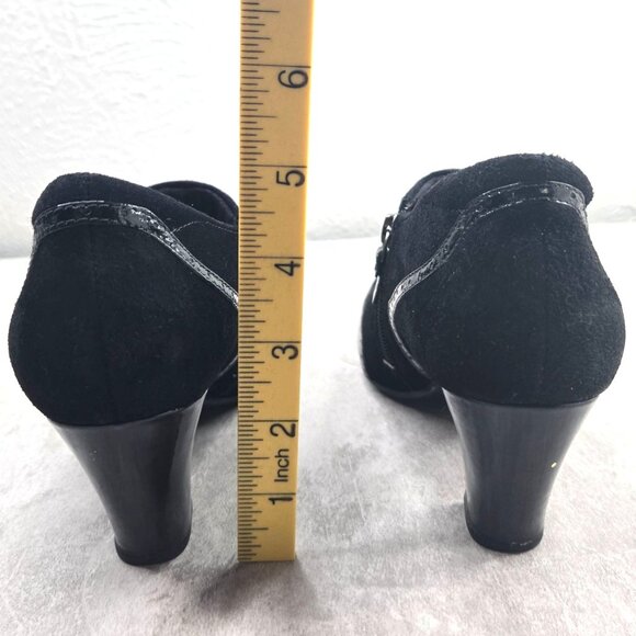 Clarks Comfort Ankle Booties Size 6 Black Suede Preppy Block Heel Shoe Boots - Picture 4 of 12